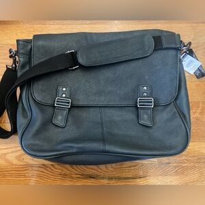 Wilsons Genuine Leather Men's Black Briefcase w/ Shoulder Strap 12 x 16 NWT